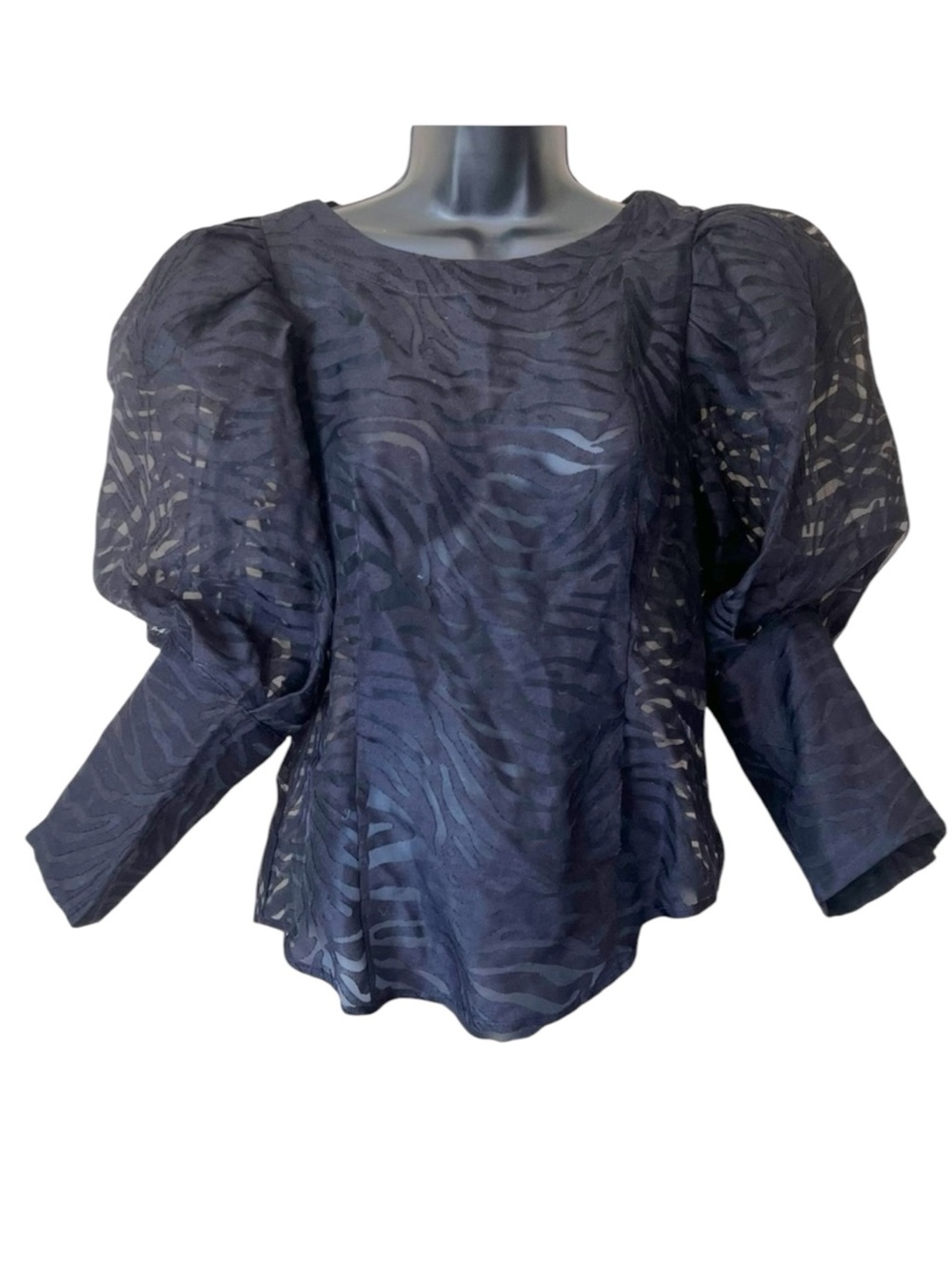 Gracia Black Zebra Print Sheer Mesh Top